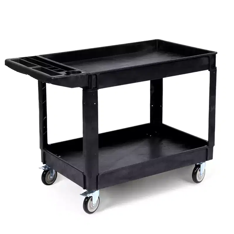 2-Tier Utility Service Cart, 550LBS Tool Cart with Wheels, Multipurpose Mobile Storage Organizer, for Warehouse, Workshop, Garage