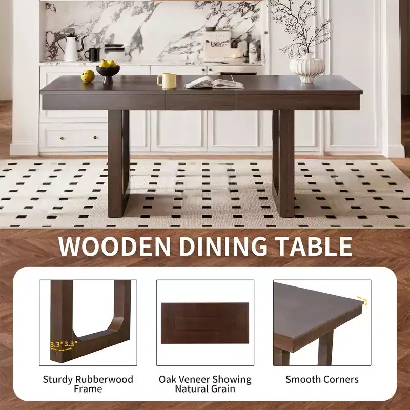 MAYEERTY 7-Piece Extendable Dining Set, 78 Rustic Table & 6 Chairs