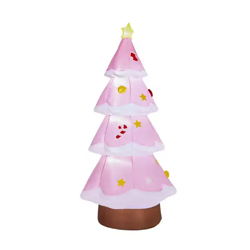 NAYSAYE 7FT Christmas Tree Inflatable Holiday Decoration Festive Yard Decor Fun Seasonal Display for Home Garden, Pink, 37.4*37.4*84.6