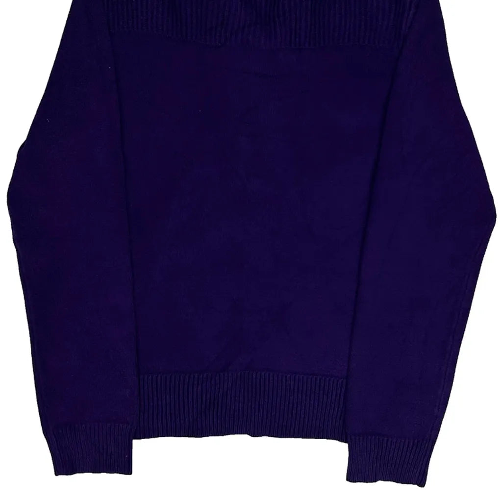 Purple Cotton Long Sleeve Button-Down Top Women's Regular Fit Large