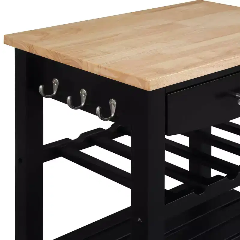 Ellaine 4 Tier Butcher Block Kitchen Cart with Drawer and Wine Rack - Breighton Home