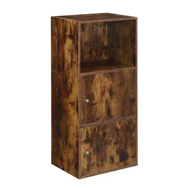 Extra Storage 2 Door Cabinet with Shelf Barnwood: Magnetic Latches, Office & Bathroom Organizer