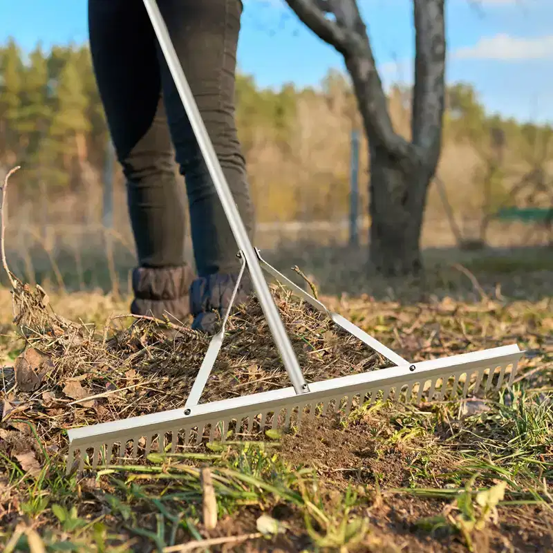 VEVOR Landscape Rake, 36 Head Aluminum Landscape Rake, Lake Weed Rake with 75 Long Handle, for Loosening Soil, Lawn Care, Weeding Lake, Garden