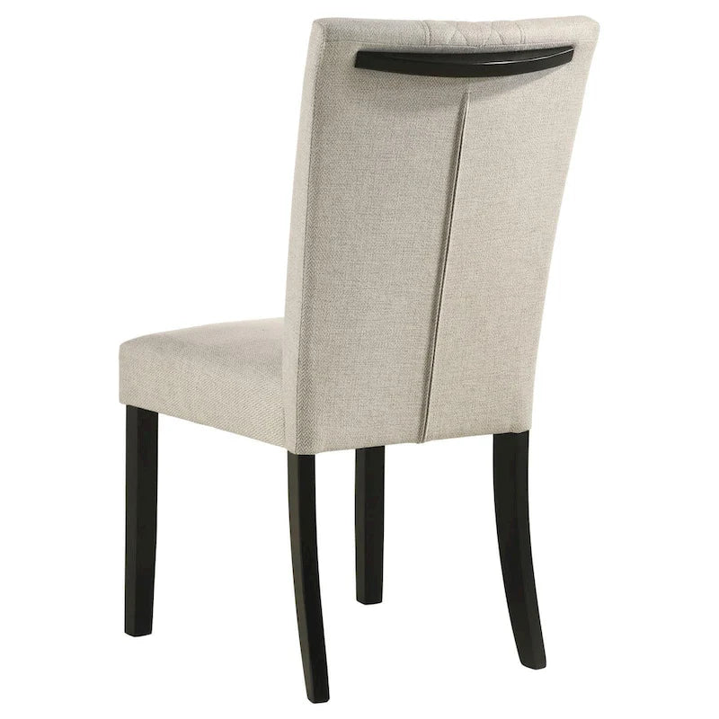 Beige and Black Upholstered Side Chairs