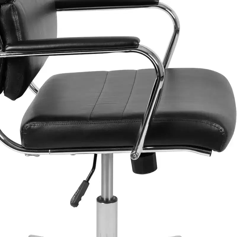 High Panel-Back Ergonomic Executive Office Chair with Padded Metal Arms, 360�� Swivel