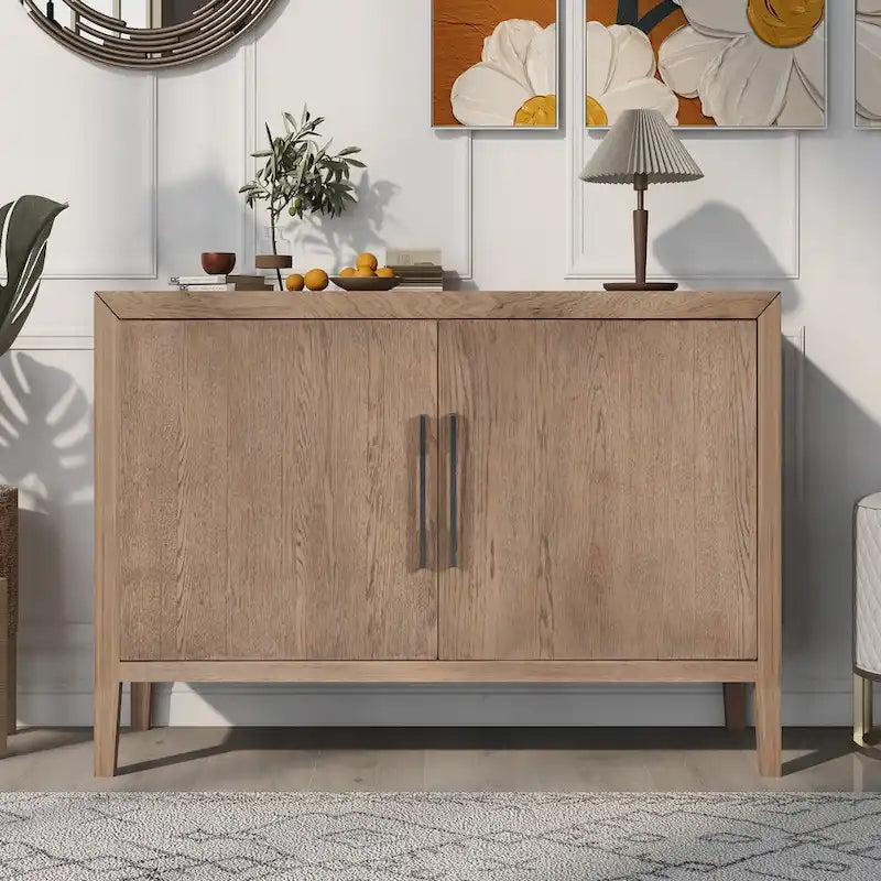 2-Door Wood Cabinet with Adjustable Shelf and Oak Legs
