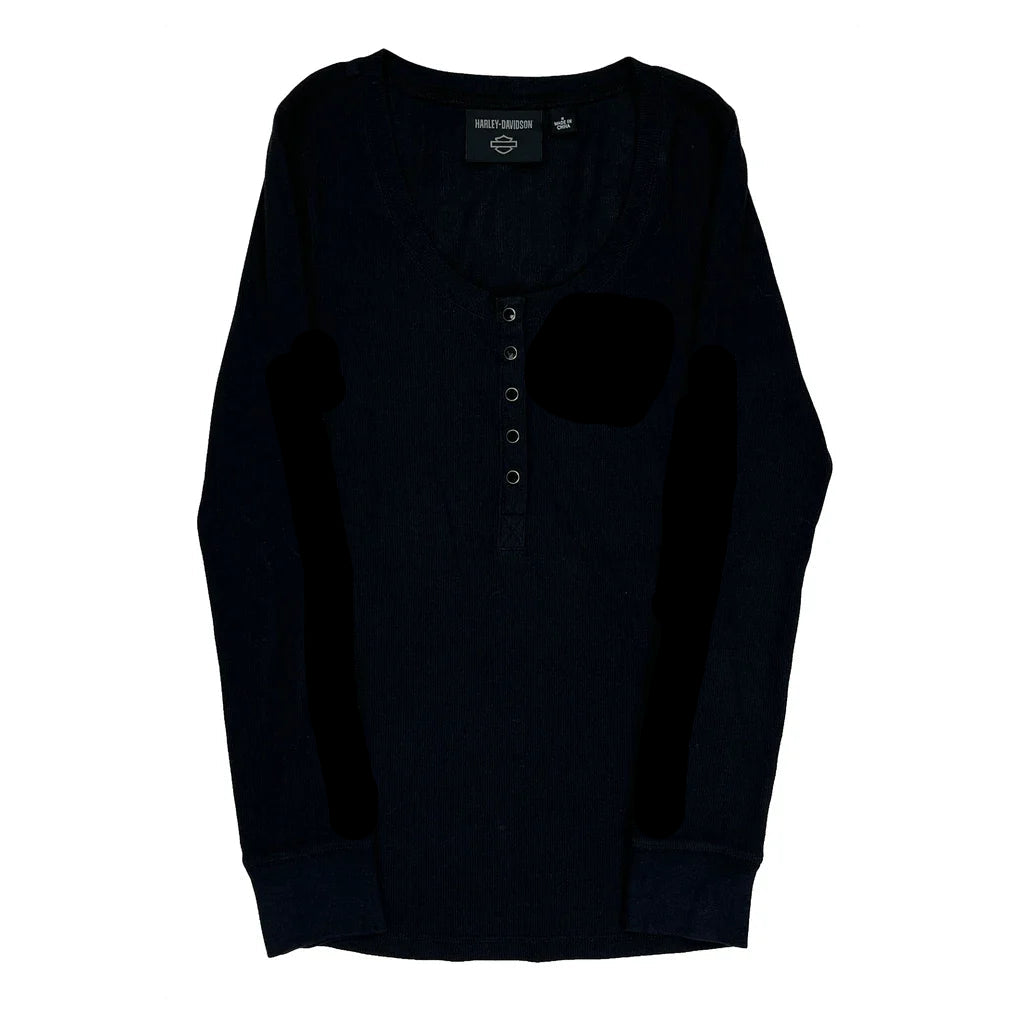 Women's Black Cotton Long Sleeve T-Shirt Regular Fit Round Neck Casual
