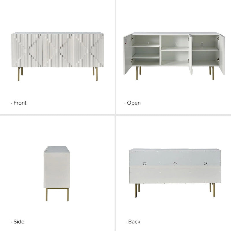 Modern 58 Wide Sideboard with Cable Management & Adjustable Feet