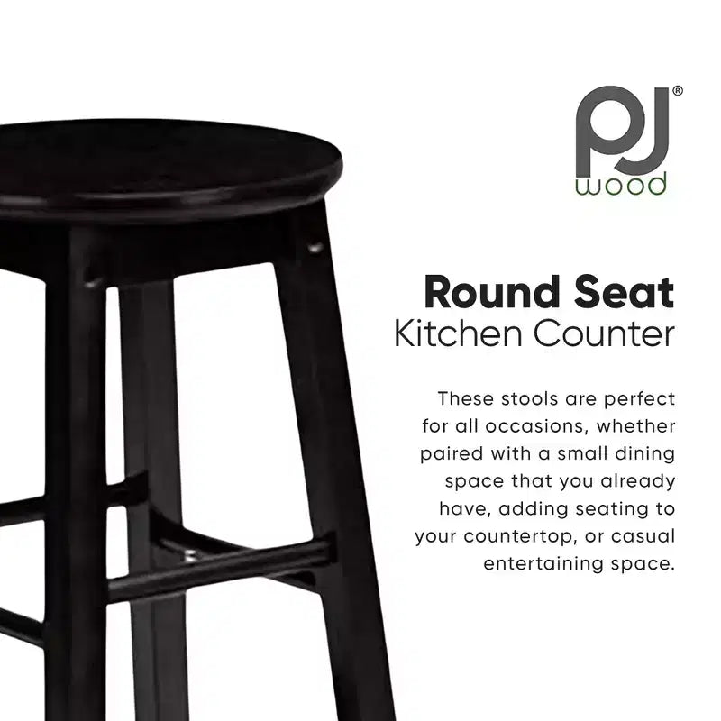 PJ Wood Classic Round-Seat 29 Inch Tall Kitchen Bar Stools