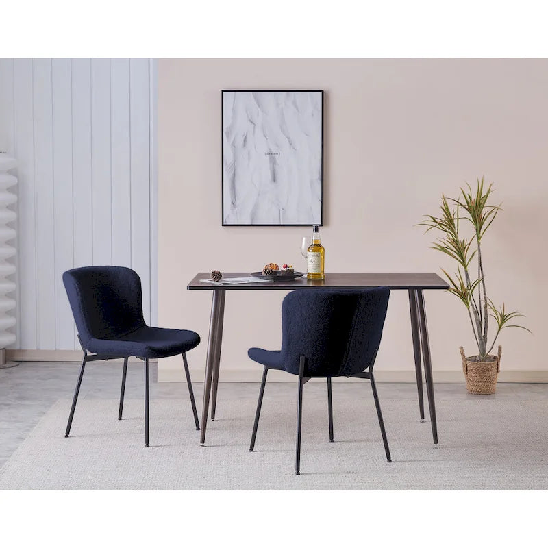 Fabric Upholstered Armless Dining Chairs with Powder-Coated Steel Legs, Set of 2