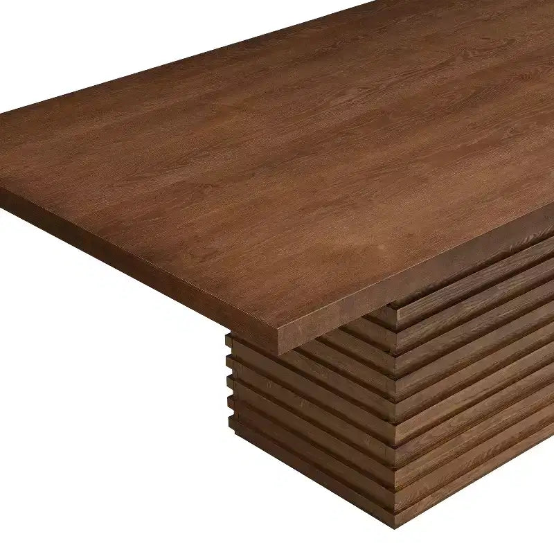 84 Wood Rectangular Dining Table for 6, Pedestal Base