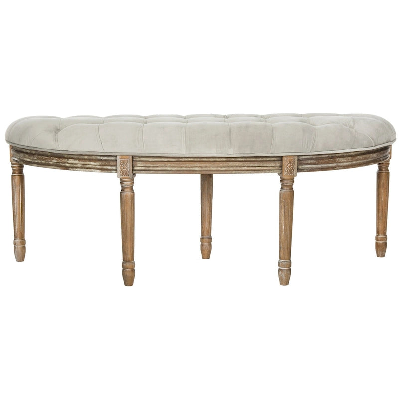 Rustic Semi-Circle Upholstered Bench with Wood Legs