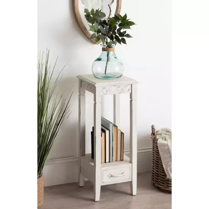 Kate and Laurel Idabelle Square Wood Tea Table, 12x12x30, White