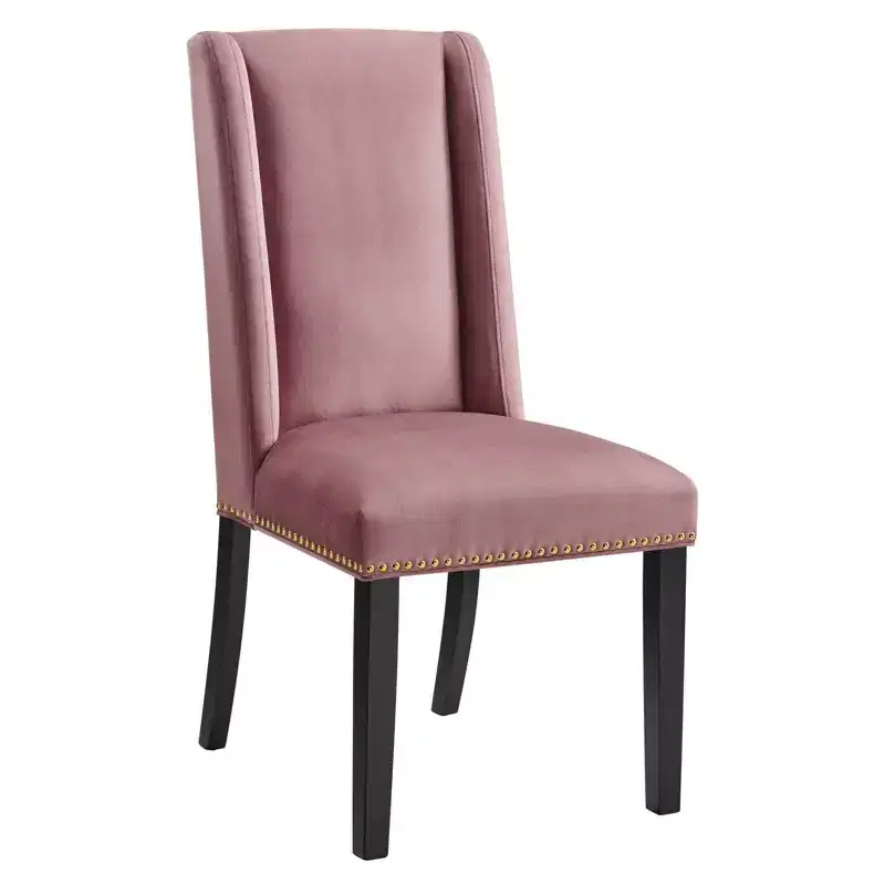 Set of 2 Performance Velvet Dining Chairs with Nailhead Trim