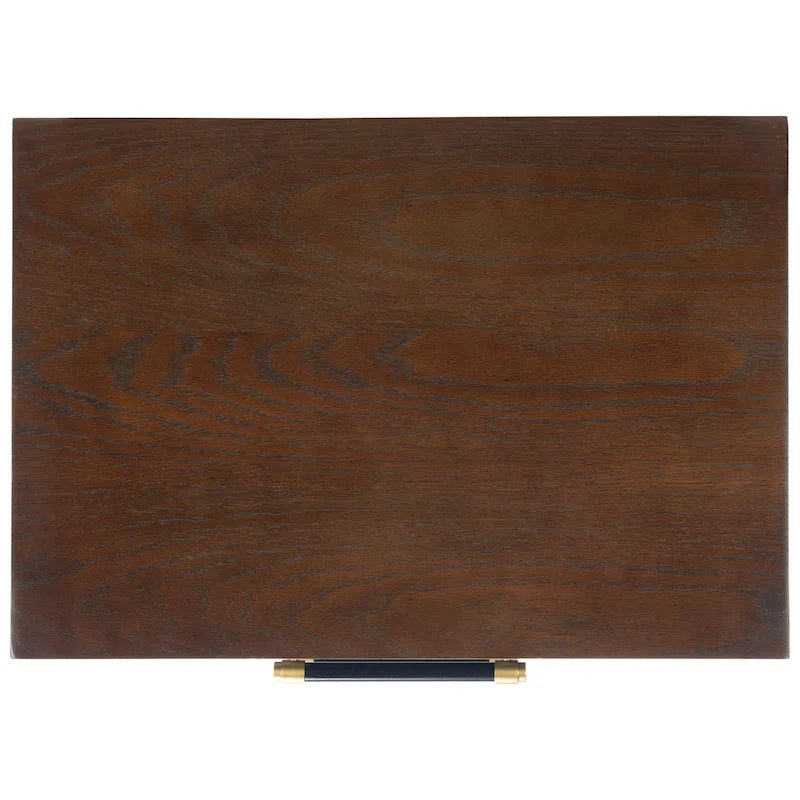 2-Drawer Nightstand with Brass Legs & Contrast Finish