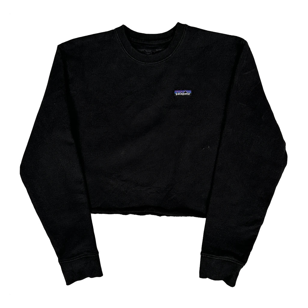 Cropped Sweatshirt - Large Black Polyester Blend