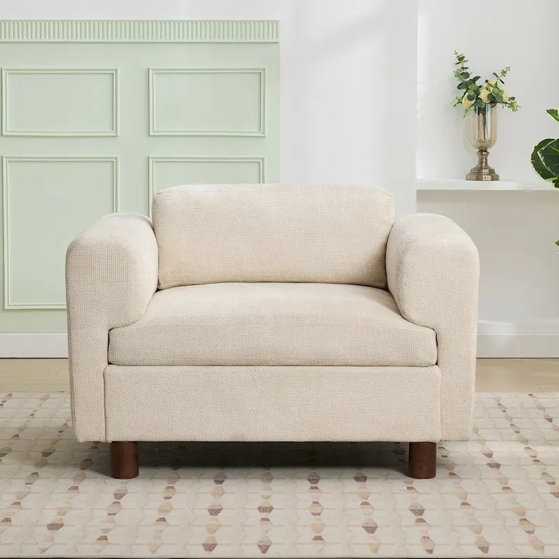 Oversized Accent Armchair with Woven Velvet Upholstery for Living Room or Office