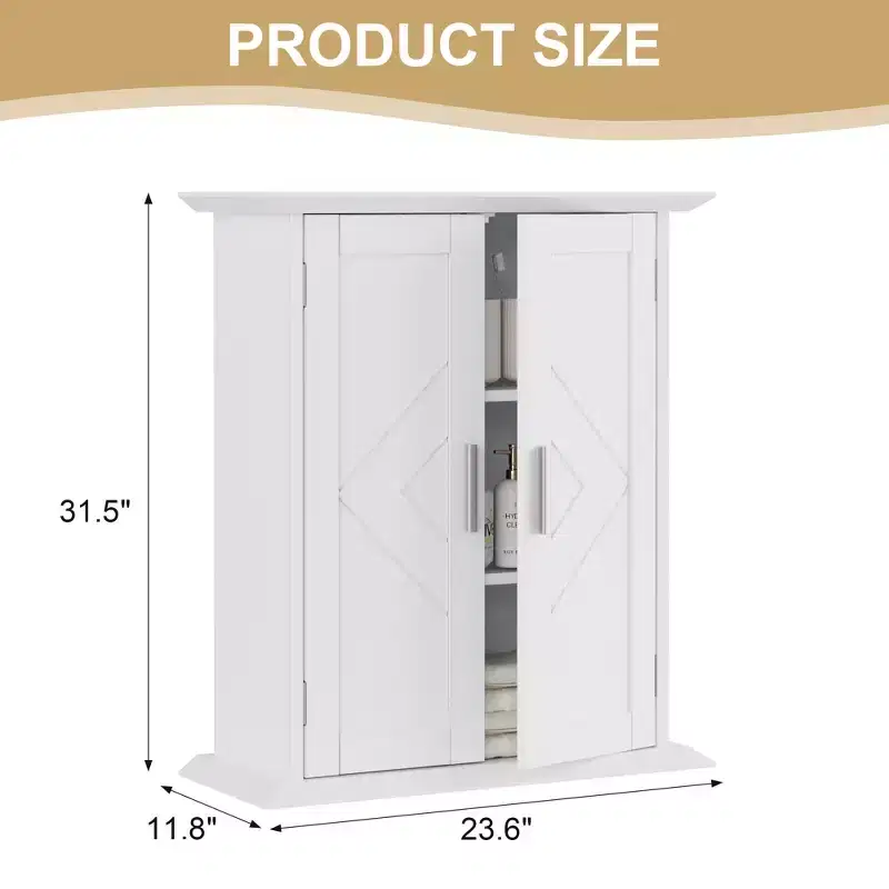 Modern Bathroom Storage Cabinet with Adjustable Shelves, Freestanding Floor Cabinet for Bathroom, Entryway & Small Spaces, White