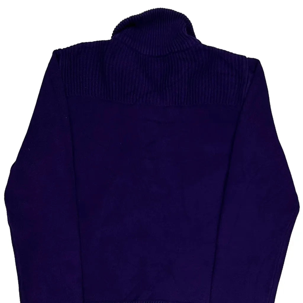 Purple Cotton Long Sleeve Button-Down Top Women's Regular Fit Large