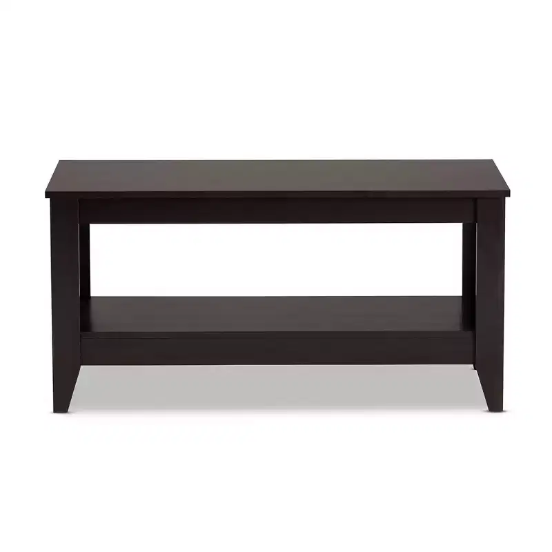 Elada Wenge Wood Coffee Table Dark Brown - Baxton Studio: Lower Shelf, Elegant Tapered Legs, Modern Design