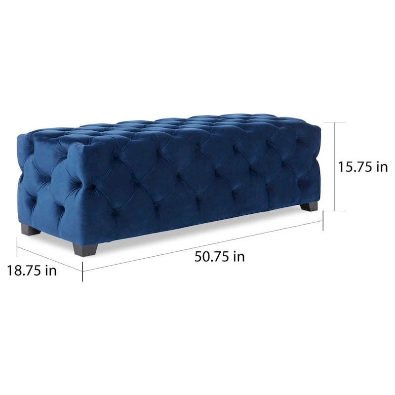 Tufted Velvet Ottoman Bench - Button Detail Upholstered Entryway Bench for Bedroom