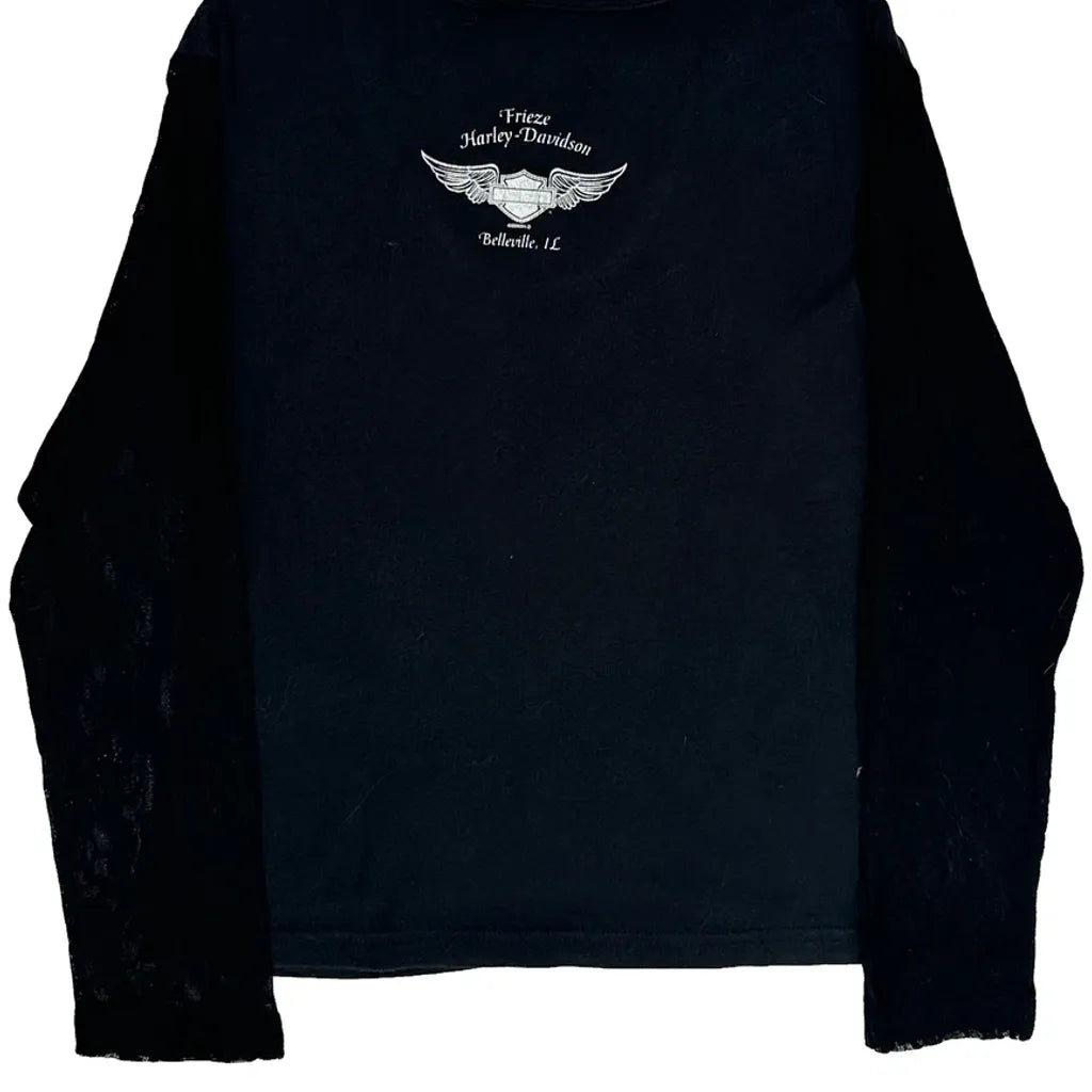 Graphic Long Sleeve T-Shirt Women Black Cotton Regular Fit Large