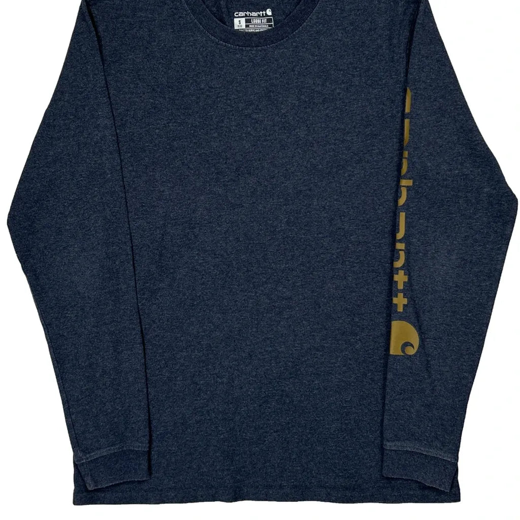 Long Sleeve T-Shirt Small Blue Cotton Crew Neck Regular Fit Women