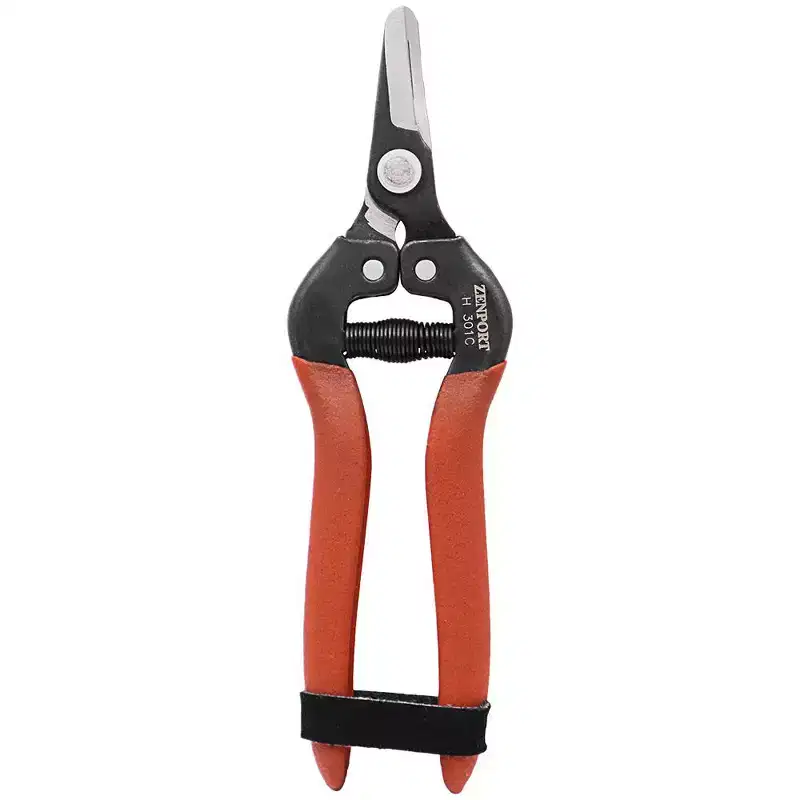 Zenport Harvest Shear, Short Curved Carbon Steel Blade, H301C, Red