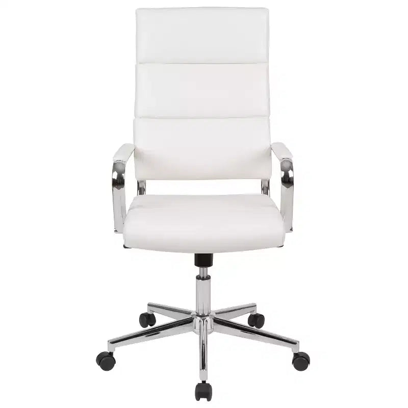 High Panel-Back Ergonomic Executive Office Chair with Padded Metal Arms, 360�� Swivel