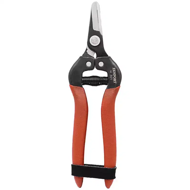 Zenport Harvest Shear, Short Straight Carbon Steel Blade, H301, Red