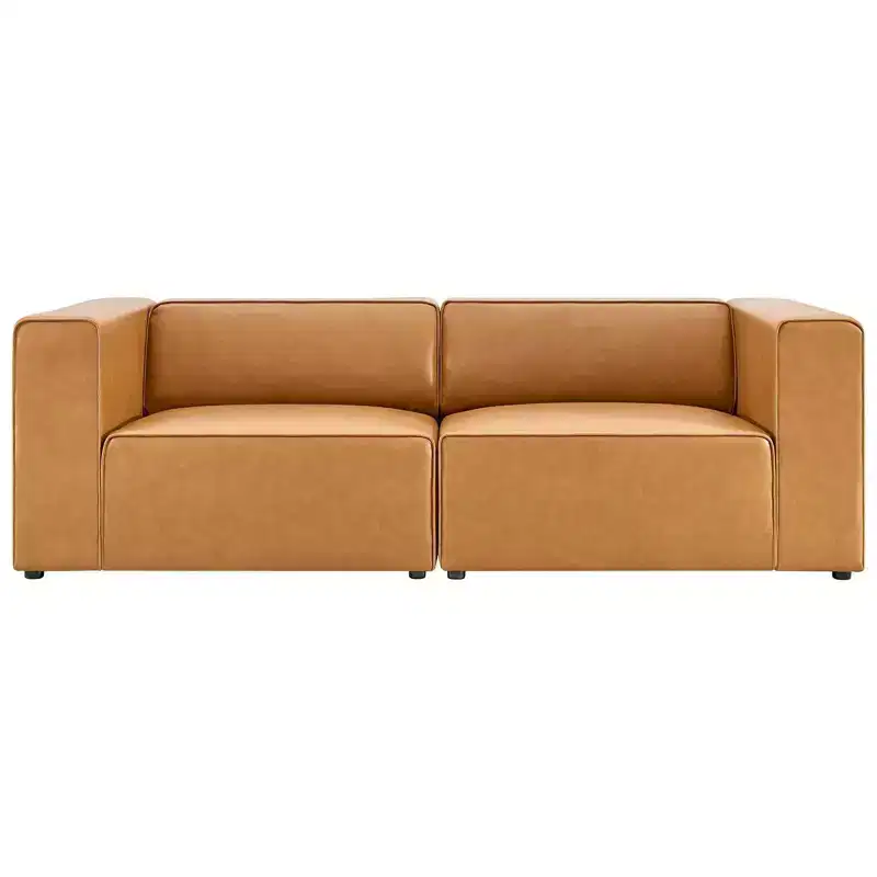 2pc Mingle Vegan Leather Sectional Sofa Loveseat - Modway