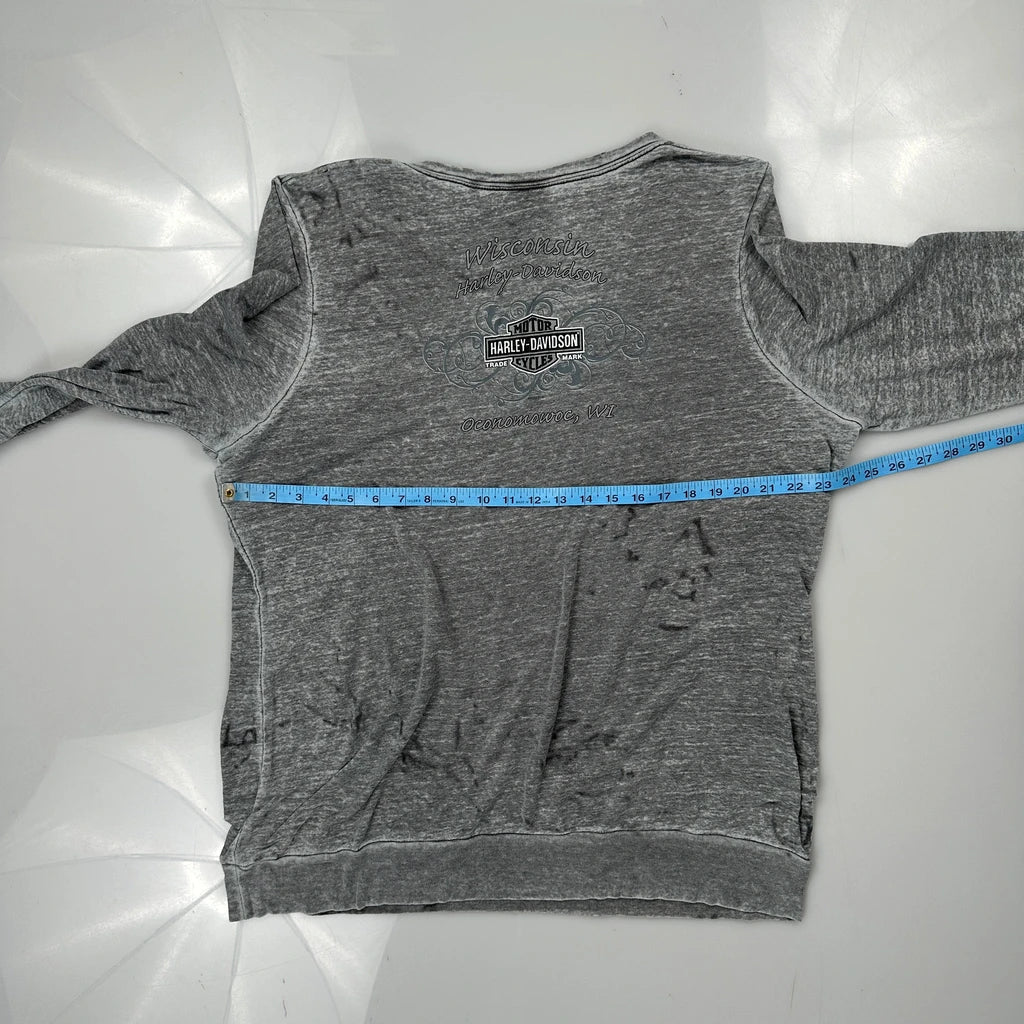 Long Sleeve V-Neck T-Shirt Women's Regular Fit Casual Grey Cotton XL