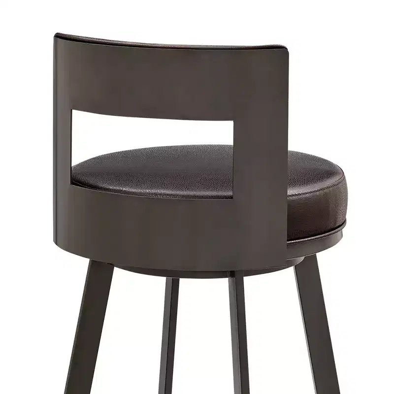 Armen Living 26 Flynn Metal with Faux Leather Swivel Counter Height Barstool