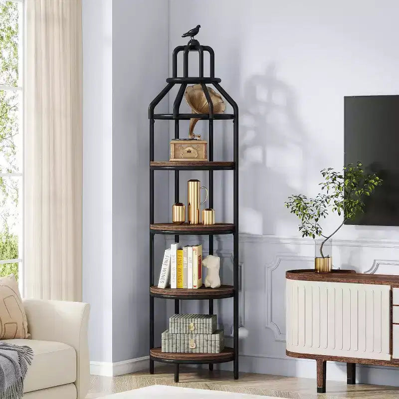 Tribesigns 4-Tier Birdcage-Shaped Bookshelf, Freestanding Book Display Rack