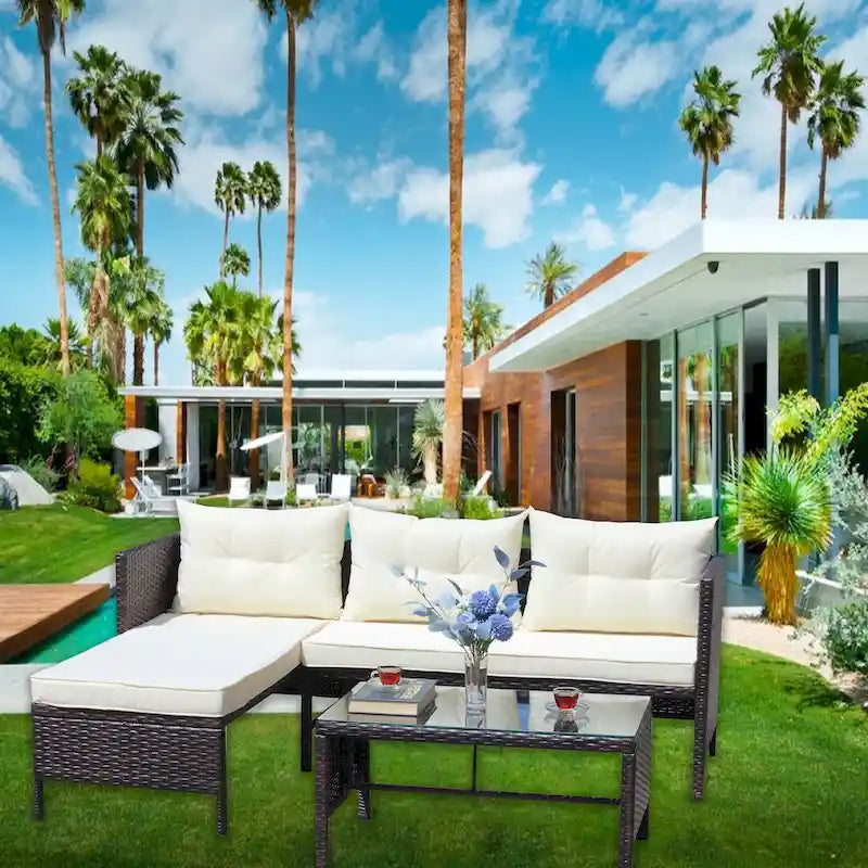 Wicker Rattan Sectional Sofa Set (3 Pieces)