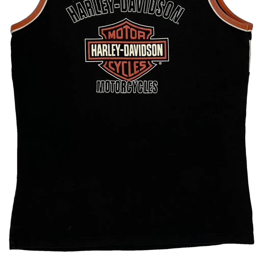 Women's Sleeveless Graphic Vest Regular Fit Black Cotton Medium