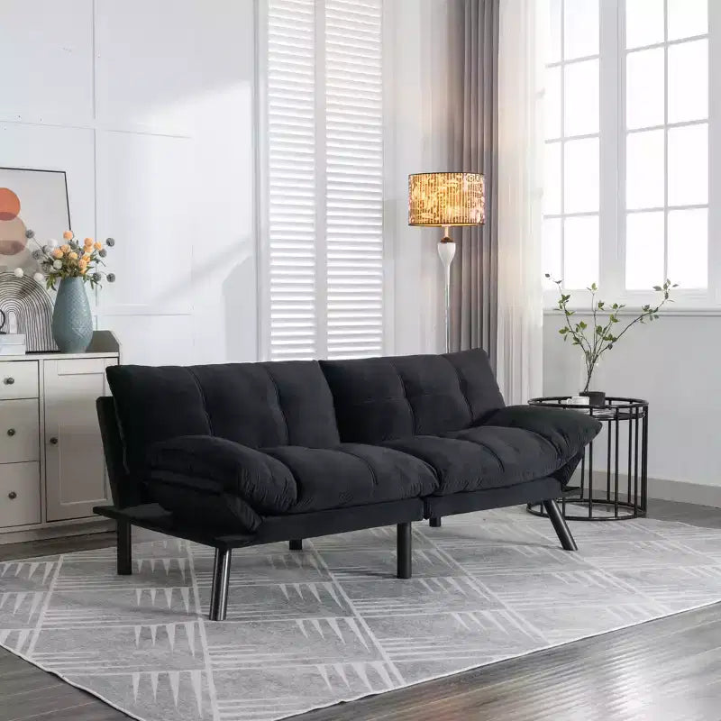 Convertible Folding Modern Sofa Bed for Living Room, Bedroom, Small Space, Black