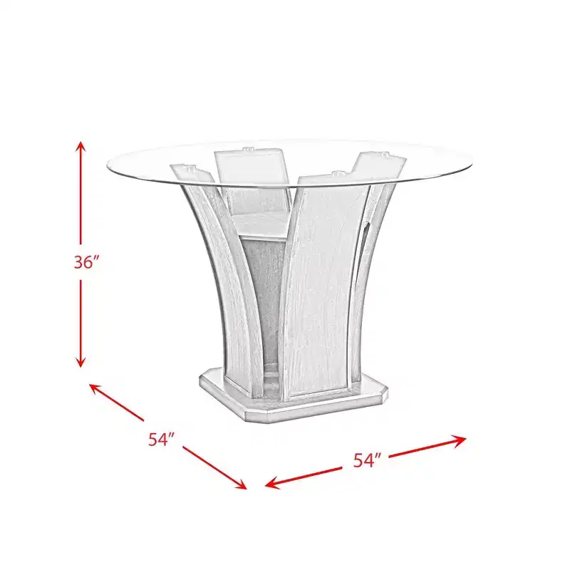 5pc Simms Round Counter Height Dining Set Walnut - Picket House Furnishings: Glass Top, Cream Chairs, Modern Style
