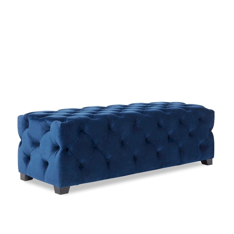 Tufted Velvet Ottoman Bench - Button Detail Upholstered Entryway Bench for Bedroom