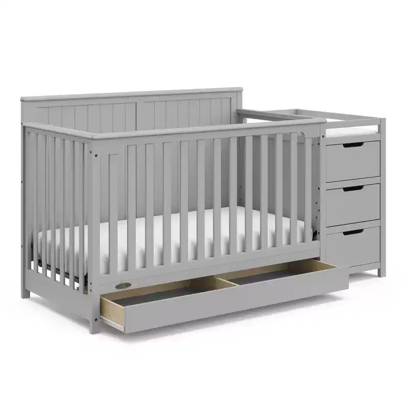 5-in-1 Convertible Crib and Changer with Drawer
