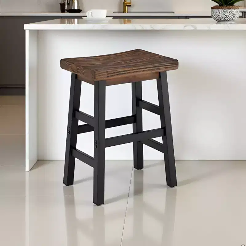 26" Pomona Counter Height Barstool with Metal Legs Brown - Alaterre Furniture