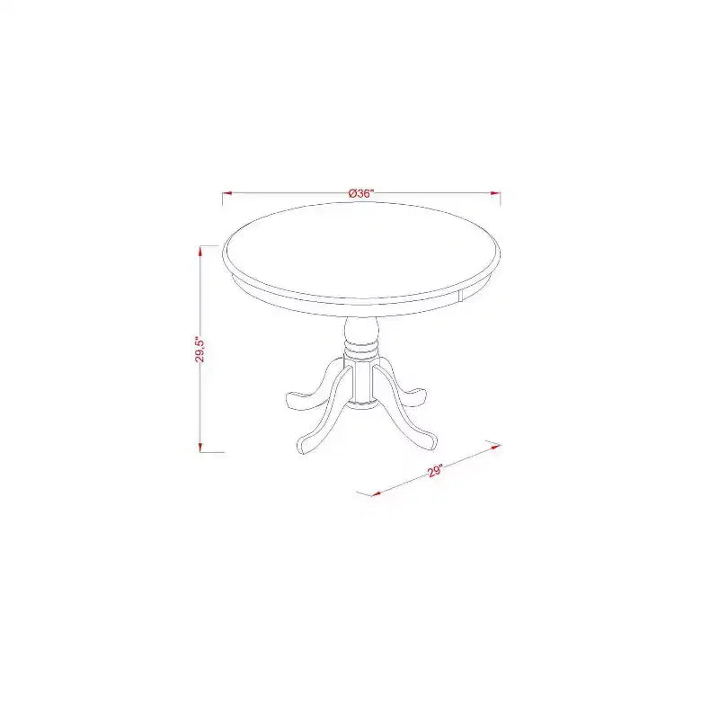 5-Piece Round Wirebrushed Black Finish Solid Wood Top Dining Table with 4 Parson Chair