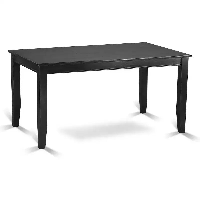 5-Piece Black Finish Solid Wood Top - Rectangular Dining Room Set with High Back - Seats 4