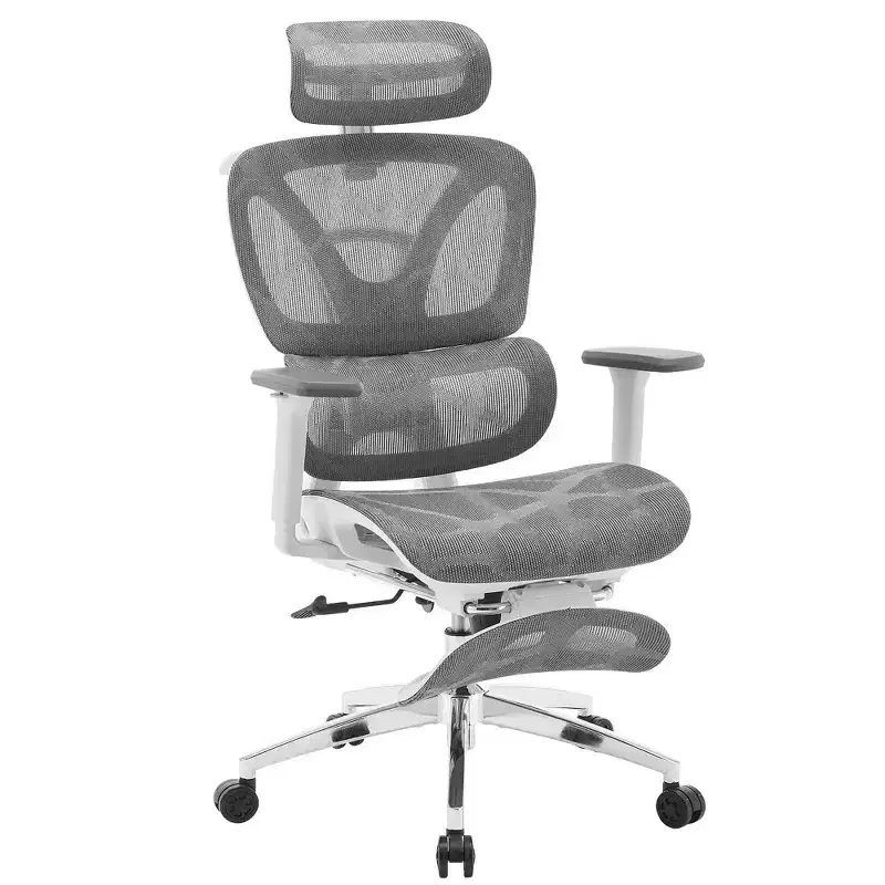 Ergonomic Mesh Office Chair with Adjustable 3D Armrests, High Back Desk Computer Chair, Retractable Footrest Wheels  Comfortable Swivel Task Chair