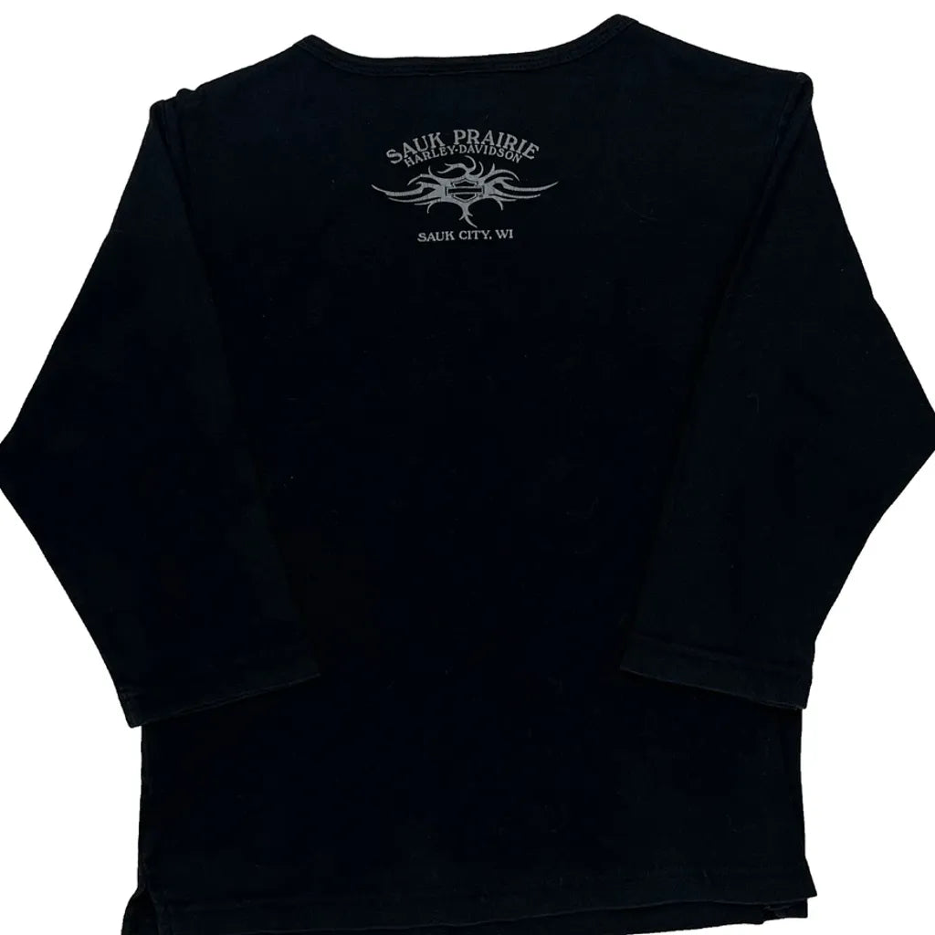 Studded Long Sleeve T-Shirt Women's Black Cotton Small