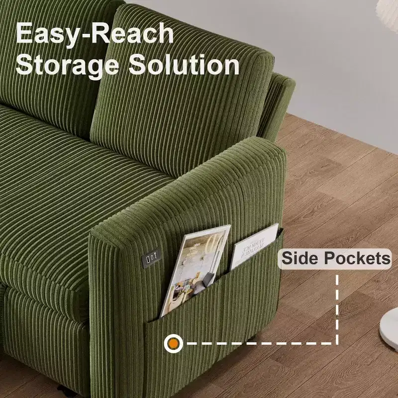 Dyonery 81 Sectional Sleeper Sofa, L-Shaped Pull Out Couch with Reversible Storage Chaise, USB, Reclining Backrest