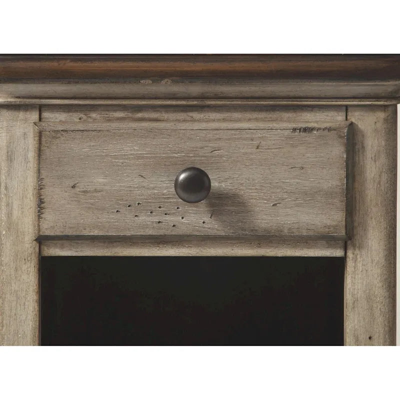 Brown Wood Chairside Table with Single Drawer