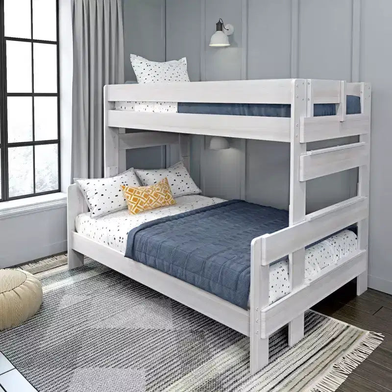 Twin over Full Bunk Bed, Modern Farmhouse Solid Wood for Kids