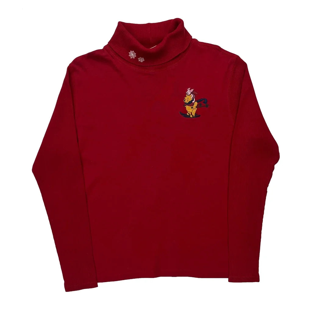 Winnie The Pooh Long Sleeve T-Shirt Women's Red Turtleneck Large