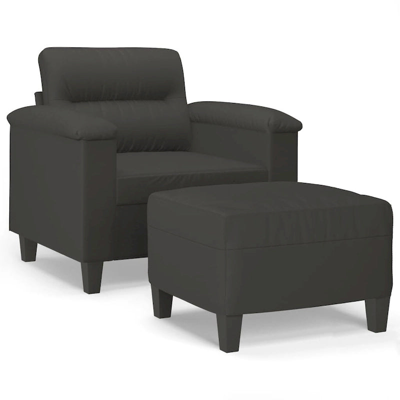 Modern Accent Upholstered Chair with Footstool Microfiber Fabric